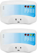 QWORK Voltage Protector 2-Pack for Major Appliances, 120V 1400W, Surge & Voltage Fluctuation Protection for Air Conditioners, TV/PC, Freezers