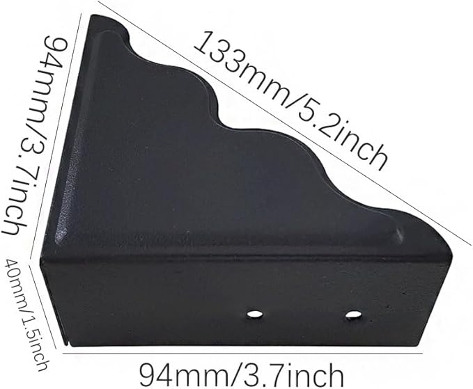 Black Metal Corner Protector 3.7 x 3.7 x 1.5 Inch Pack of 4, Vintage Decorative Corner Guards forTable, Barn Sliding Door,Wood Frames, Boxes, Desk Furniture Angle Edge Protection
