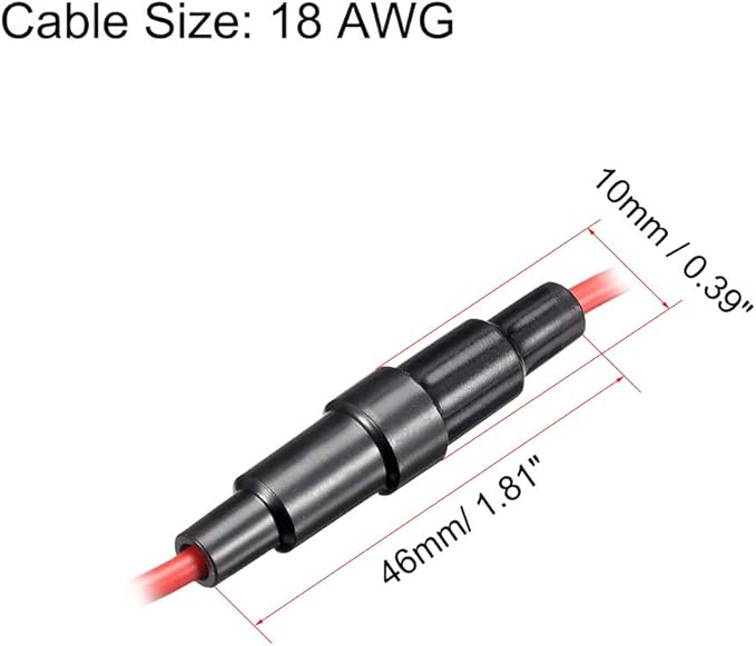 uxcell Inline Screw Type Fuse Holder 18 Gauge AWG 20Pcs for 5mm x 20mm Tube Fuse