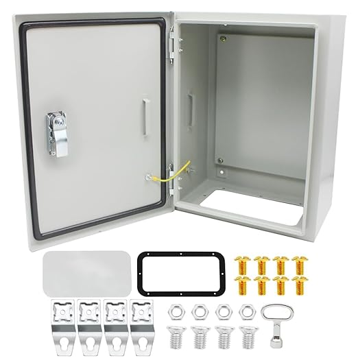 16 * 12 * 8 Inch Outdoor Electrical Junction Box,Electrical Waterproof Box with Lock,Waterproof & Dustproof Metal Box(400 * 300 * 200)