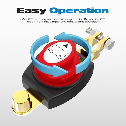 Top Post Battery Disconnect Switch, Malictele On/Off 275A Negative Battery Quick Disconnect 12-48V Heavy Duty Kill Switch for Car, Vehicle, RV and Boat