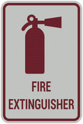 Signs ByLITA Portrait Round Fire Extinguisher Sign with Adhesive Tape, Mounts On Any Flat Surface (Light Grey/Burgundy) - Medium