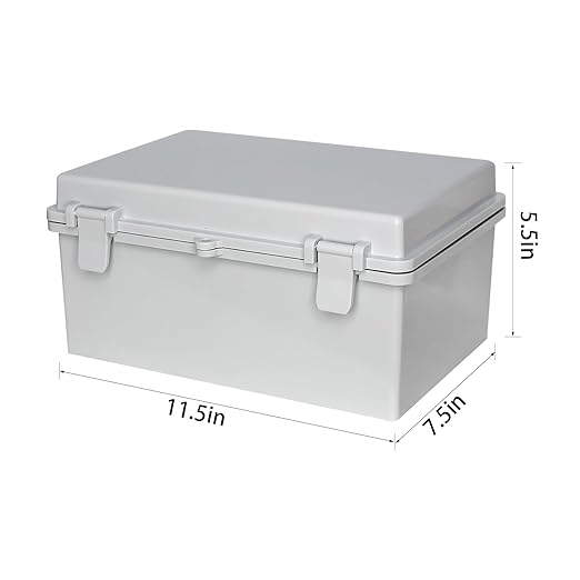 Waterproof Outdoor Junction Box ABS Plastic Electrical Enclosure Hinged Cover Electric Box with Mounting Plate for LED Lights, Solar Panels, and Surveillance Cameras(11.4"x7.4"x5.5")