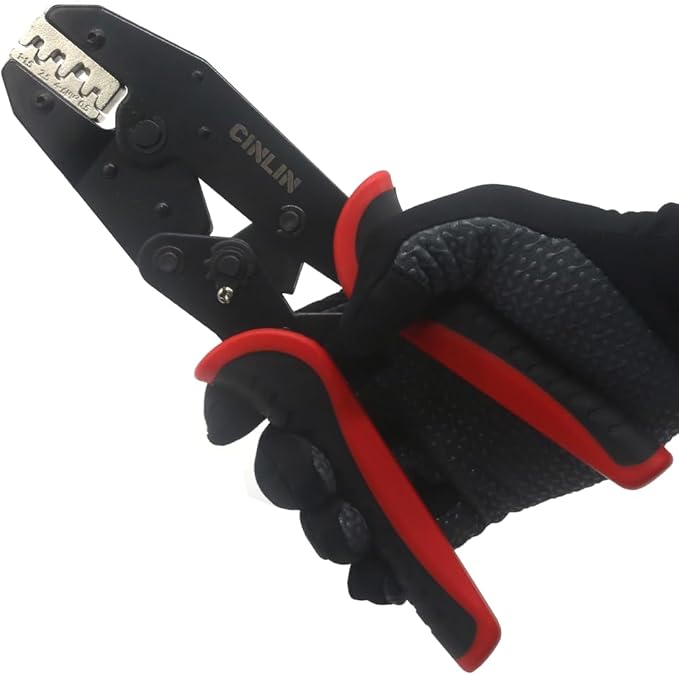 HS-03B Crimping Tool for Non-Insulated Open Barrel Terminals AWG 20-10 Ratchet Wire Crimper Tool,Wire Terminal Crimper, 2.8mm 4.8mm 6.3mm Male and Female Spade Connector Terminals Crimper
