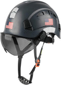 GREEN DEVIL Safety Helmet Hard Hat with Visor Chinstrap Adjustable Lightweight Vented ABS Work Helmet for Men and Women 6-Point Suspension ANSI Z89.1 Approved Ideal for Industrial & Construction
