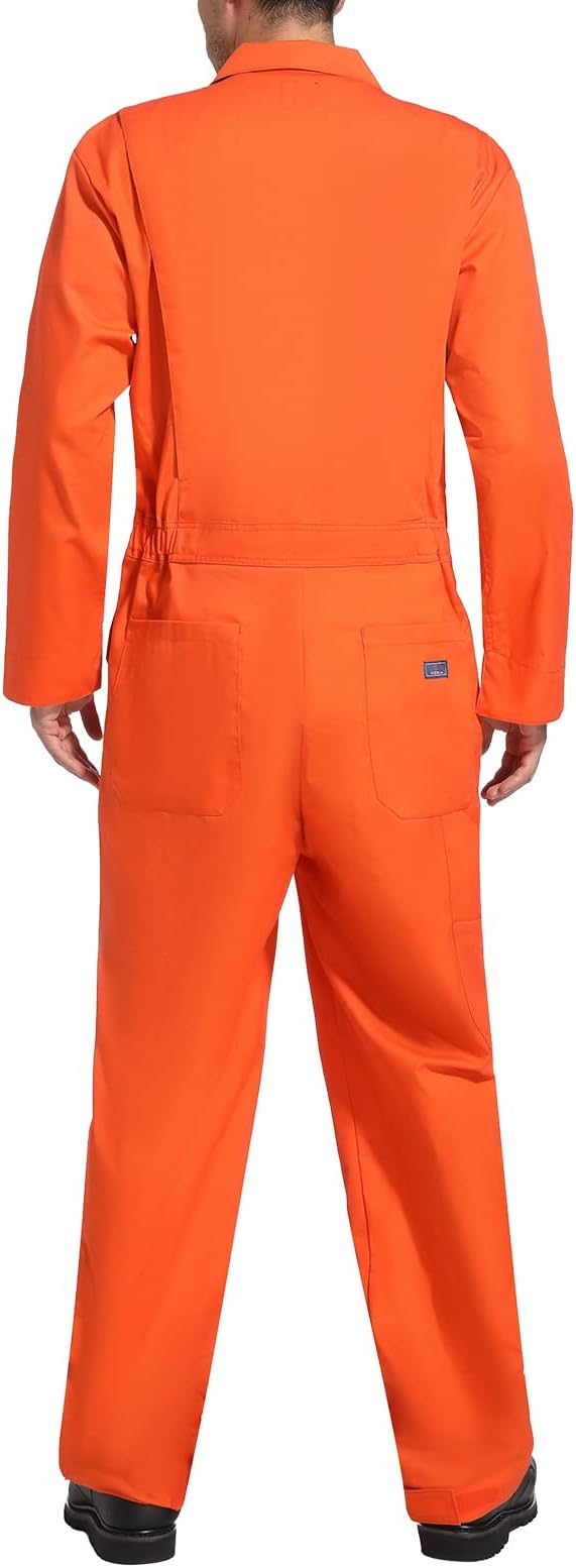 HISEA Men's Long Sleeve Coverall, Stain & Wrinkle Resistant Mens Work Coverall with Multi Pockets