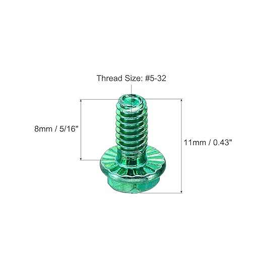 PATIKIL 5/32 x 5/16 Inch Thread Ground Screws, 50 Pack Green Electrical Grounding Screw Hex Phillips Head Flanged for Home Electrical Lamp