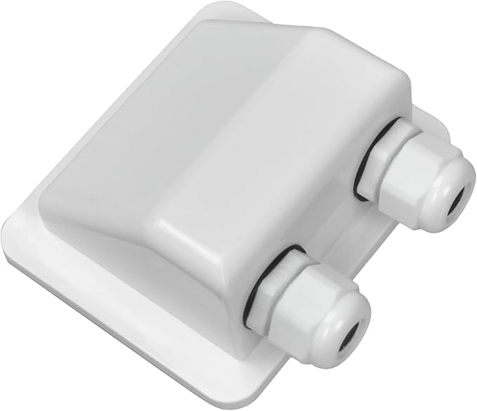 Weatherproof ABS Solar Double Cable Entry Gland,UV Resistance Dual Cable Entry Gland Box Housing for Solar Project on Rv,Camper,Van,Boat,Cabin,Caravan,White