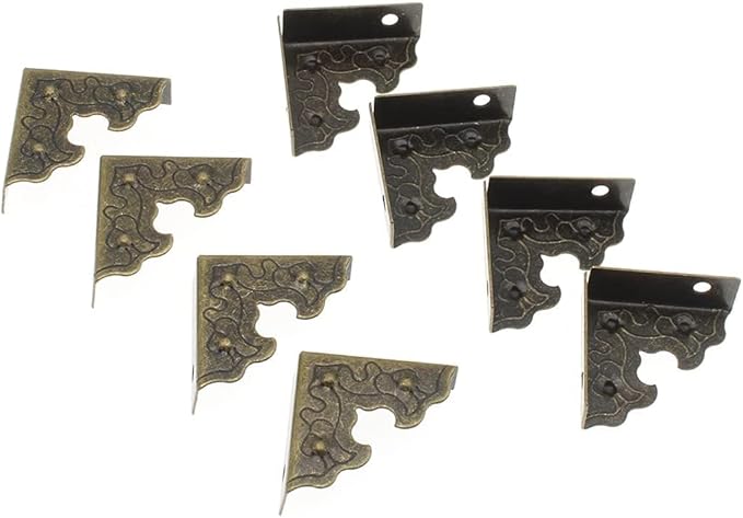 Vintage Corner Protectors 24 Pcs Antique Bronze Triangle Metal Edge Guards for Wooden Jewelry Gift Boxes with Mounting Screws