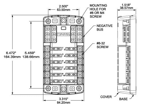 Blue Sea Systems 5026 ST Blade Fuse Block 12 Circuit with Ground and Cover, 100 Amps