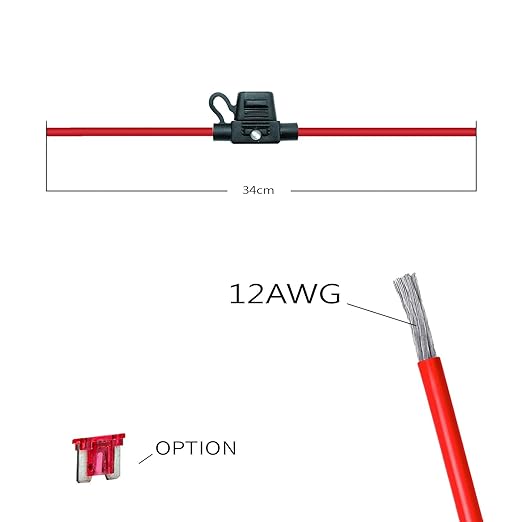 Waterproof in-line Low Profile LED Fuse Holder,12 AWG for Automotive, Marine（2 Pack）