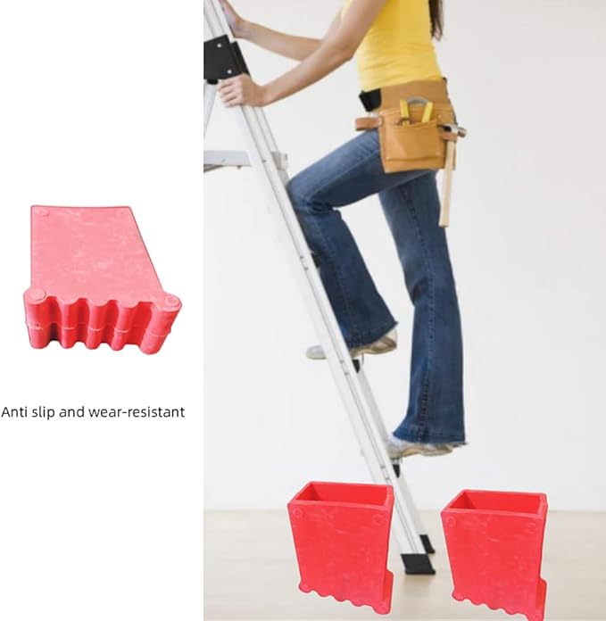 4Pcs Ladder Non Slip Feet Covers, Rubber Steep Ladder Foot Pads, Ladder Foot Covers Ladder Cap for Replacement Extension Ladder Parts Accessories，Red
