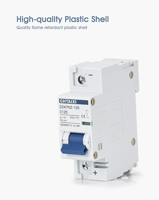 DC Miniature Circuit Breaker, 1 Pole 250V 125 Amp Isolator for Solar PV System, Thermal Magnetic Trip, DIN Rail Mount, High Current DC Disconnect Switch MCB 1P C125