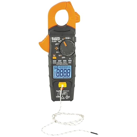 Klein Tools CL445 HVAC Clamp Meter, Auto-Ranging TRMS, NCVT, Measures Voltage, Current, Temperature, Micro Amps, InRush and More