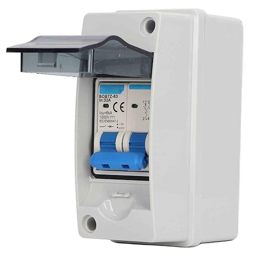 2P 32A 1000V DC Circuit Breaker, 6KA IP65 Waterproof DC Isolator Switch Solar Disconnect Switch for Solar Panel PV System Solar Panels Switch Panel Solar Panel Disconnect Switch