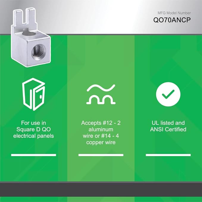 Square D - QO70ANCP Square D Qo70An Auxiliary Neutral Lug Kit, for Use with Load Centers, 100 A