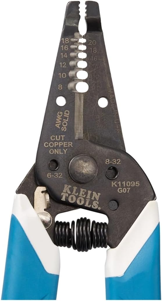 Klein Tools K11095 Klein-Kurve Wire Stripper and Cutter, Made in USA, for 8-18 AWG Solid and 10-20 AWG Stranded Wire