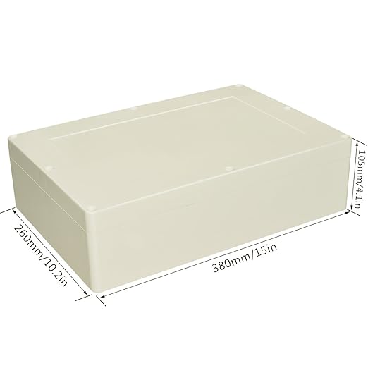 LeMotech Waterproof Dustproof IP65 ABS Plastic Junction Box Universal Electric Project Enclosure Pale Gray 15 x 10.2 x 4.13 inch (380 x 260 x 105 mm)