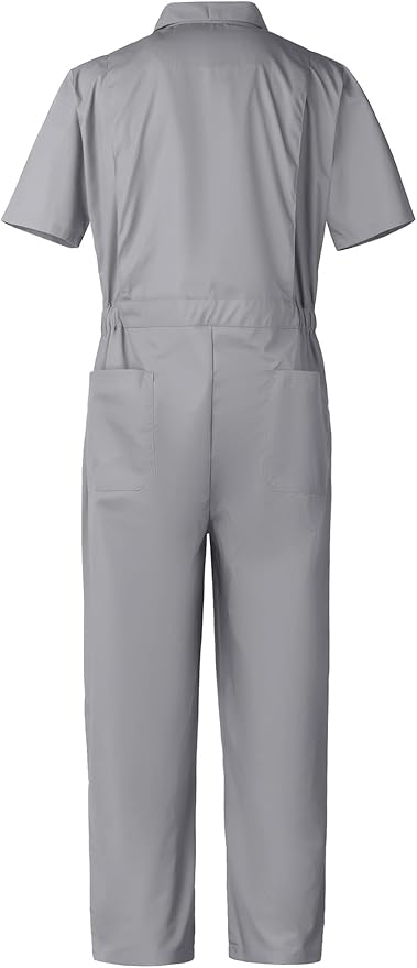 Mens Short Sleeve Coveralls Work Mechanics Jumpsuit Summer Overall Work Suit Breathable Crawl Suit Coverall
