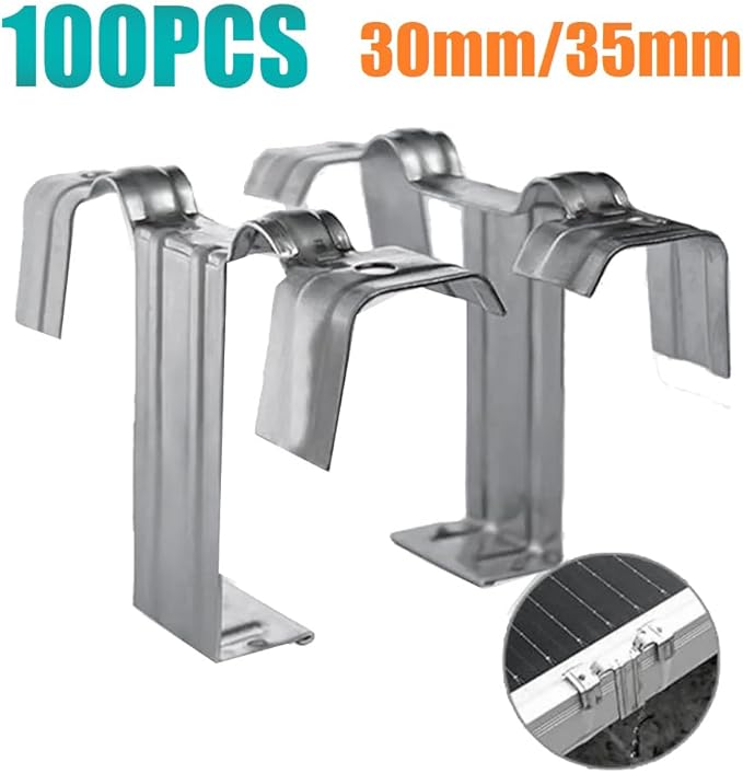 100PCS 30Mm Solar Panel Photovoltaic Water Guide Clip Stainless Steel Deflector Mud Drain Button Water Redirection Clips Easy to Use