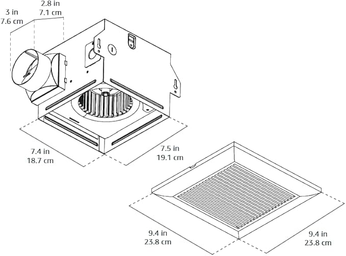 Amazon Basics AB-BV101 Air Ventilation Fan, Exhaust Fan, 70 CFM / 2.0 Sones, White