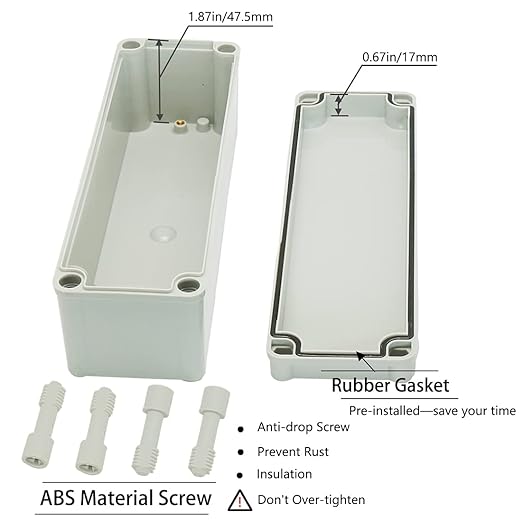 Zulkit Junction Box ABS Plastic Dustproof Waterproof IP67 Junction Boxes Universal Electrical Project Enclosure DIY Electronic Project Box Grey 9.84 x 3.15 x 2.76 inch (250 x 80 x 70 mm)