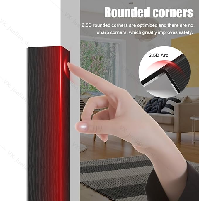 Wall Corner Protector, Walls Edge Protector，Self-Adhesive Wall Corner Guards,PVC Double Side Edge Protector， Furniture Stairs Guard (Black Wood Grain 2PCS 100cm/39.37in)