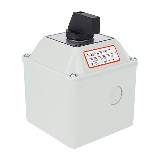 Baomain Universal Rotary Changeover Switch SZW26-20/D202.2D-L with Wider&Higher Master Switch Exterior Box 660V 20A 3 Position 2 Phase (3.15" x 3.15" x 4.84")