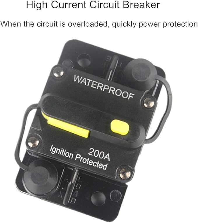 200 Amp Circuit Breaker 12V- 48V DC Manual Reset for Trolling Motor Rv Marine Boat Vehicles System Protection Waterproof (200A)