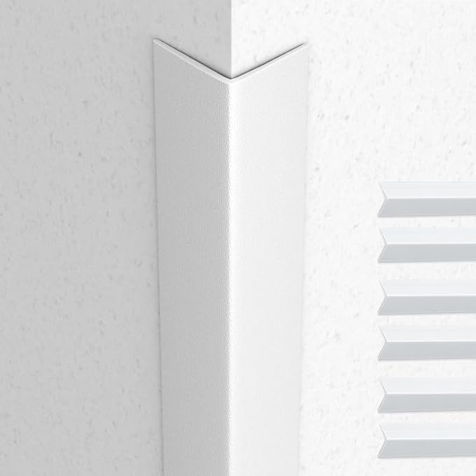 Proflex Wall Corner Protector - White Textured 1 inch x 36 inch - Pack of 6 - Self Adhesive Corner Guards for Walls Edge Protection – Easy to Apply – No Tools Needed