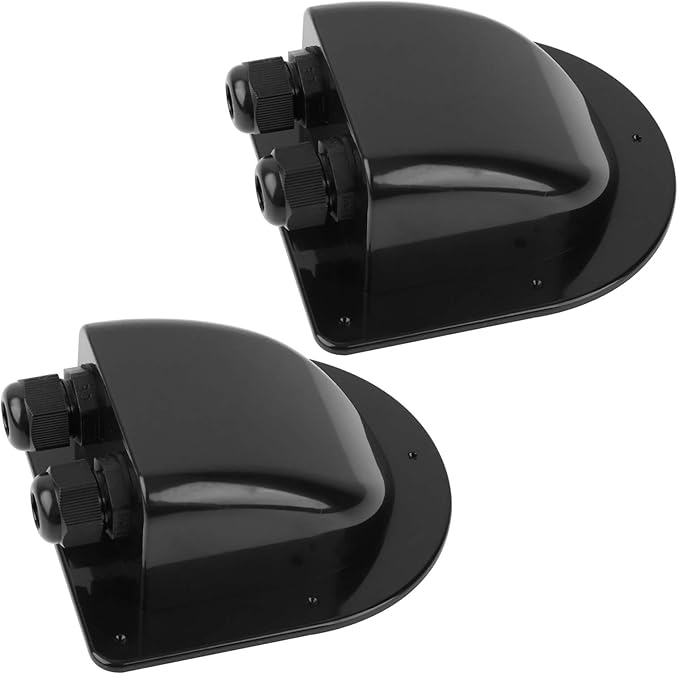 QCG Waterproof ABS Solar Cable Entry Gland, Black Solar Double Cable Entry Gland Housing for All Cable Types 2mm² to 6mm² for Solar Panels of RV, Campervan, Boat, and Roof (2 Pcs)