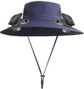 Men Women Wide Brim Sun Hats with 2 Solar Fan Waterproof Breathable Bucket Hat Outdoor Fishing Hat for Hiking Camping