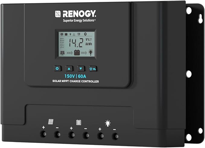 Rover Lite 60A 12V/24V/36V/48V MPPT Solar Charge Controller - 150V Max Input, Auto for Lithium/AGM/Gel Batteries, RV Marine Off-Grid & DIY Solar Kits