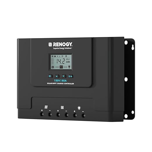 Renogy 60A MPPT Solar Charge Controller 12V/24V/36V/48V Auto, 150V Maximum Solar Input, Compatible with Lithium AGM Gel Batteries, for Home RV Marine Workshop, Rover Lite 60A