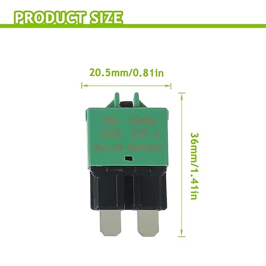30A DC 12V-32V Manual Reset Circuit Breaker ATC/ATO Low Profile T3 Mini Blade Fuses Breakers for Car Trucks Marine Boat RV Solar and More,2 Pack