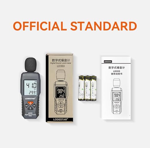 Decibel Meter, LD353 Digital Sound Level Meter with Backlit LCD Screen Auto Power off, 30-130dB Portable Audio Noise Volume Measure Device Sound Meter, Max/Min, Data Hold, Use for Home, Office, School