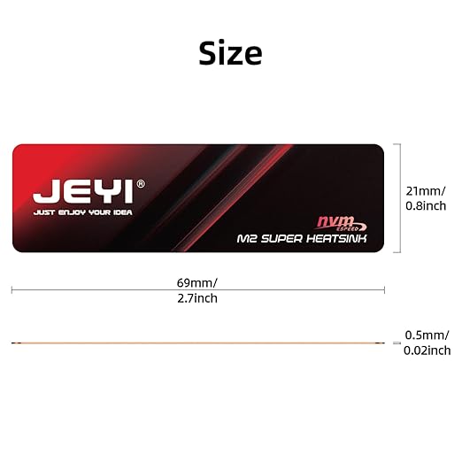 JEYI M.2 2280 SSD Heatsink, Graphene+Copper Foil, 0.5mm Ultra-Thin, 1500W/mK Thermal Conductivity, for NVMe/SATA SSDs (5pcs)