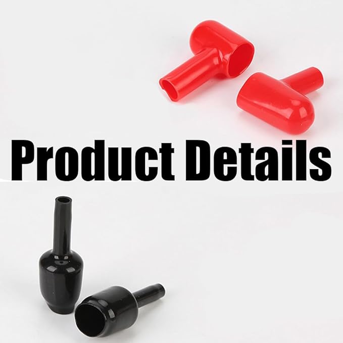 20Pcs Battery Terminals Boots Covers, 20x12mm Insulating Protector, Cable Lug Protector Cover Insulating Covers Tool for Cars Boats (10 Red+10 Black)