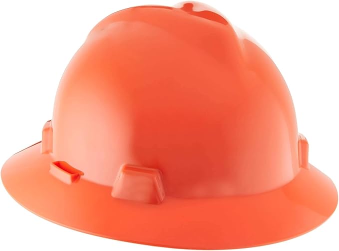MSA V-Gard Full-Brim Hard Hat with Suspension - Polyethylene Shell, Superior Impact Protection and Self Adjusting Crown Straps - Standard Size Hard Hat