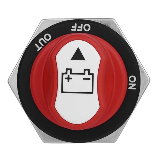 Jtron Battery Disconnect Switch Max.32V DC 200A Cont 300A INT Rv Battery Disconnect Switch for Boatsh for Car Off-Road Vehicle Truck Boat RV Marine(ON-OFF-OUT/200A)