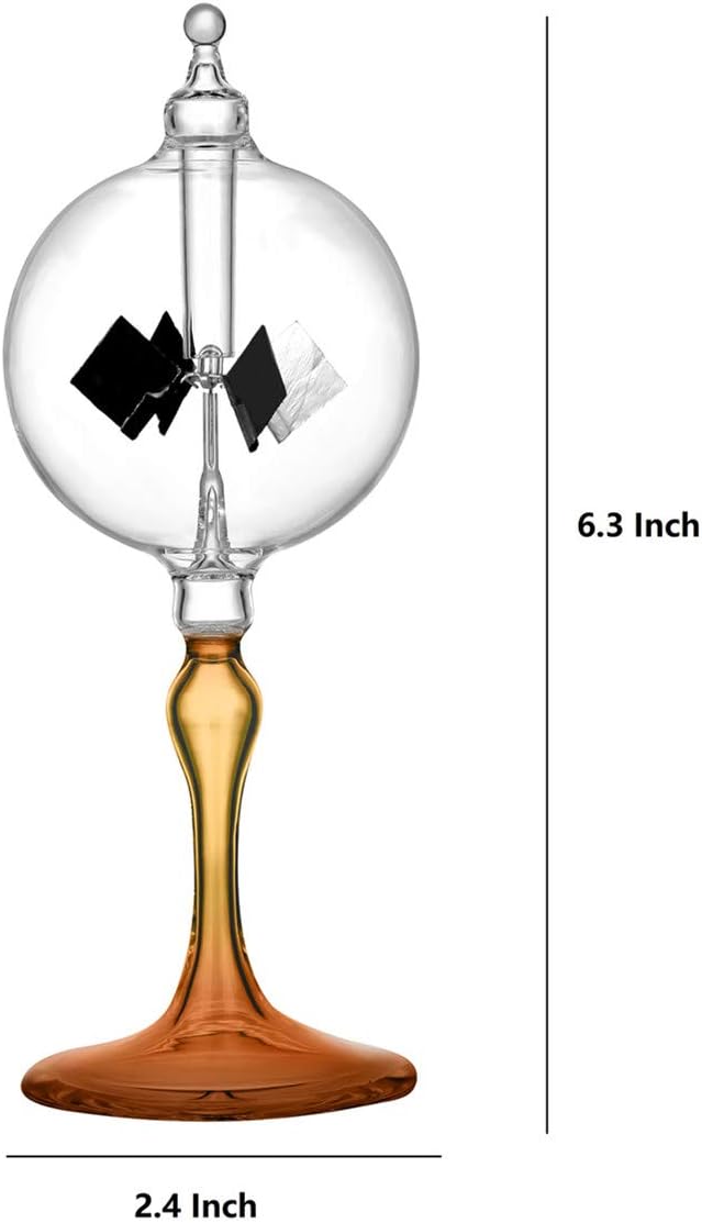 Medium Orange Solar Power Radiometer Crookes Spinning Vanes Glass Windmill Gift Home Desk Decoration M