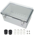 Zulkit Junction Box ABS Plastic Dustproof Waterproof IP67 Electrical Boxes Hinged Shell Outdoor Universal Project Enclosure Grey Clear Cover, Stainless Steel Buckles 11.4 x7.5 x 5.5 Inch