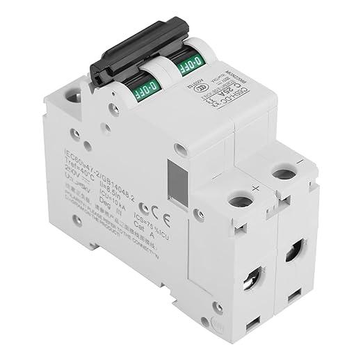 2P C65H-DC 250V DC Miniature Circuit Breaker DIN Rail Photovoltaic Switch for Solar Panels Grid System White(40A) (25A)