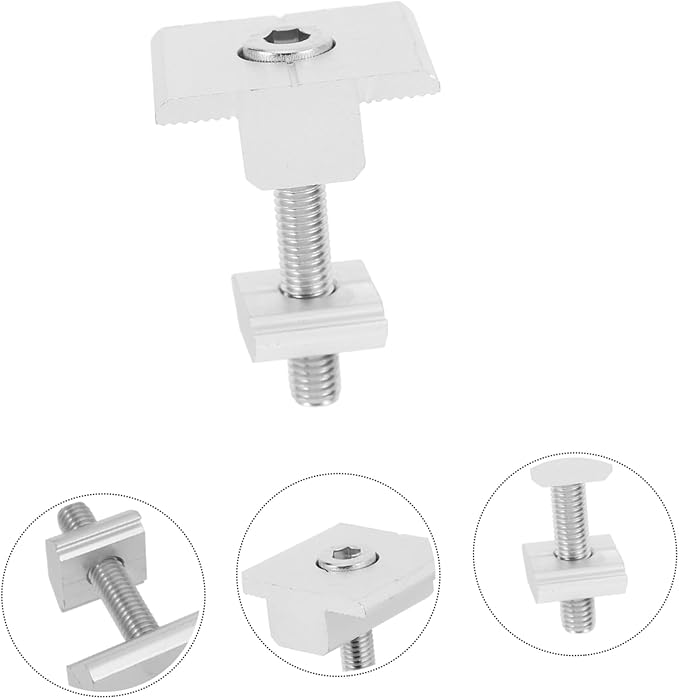 Alasum 4pcs Solar Panel Mounting Kit Solar Bracket Pressing Block Mid Clips for Roof Rack Installation