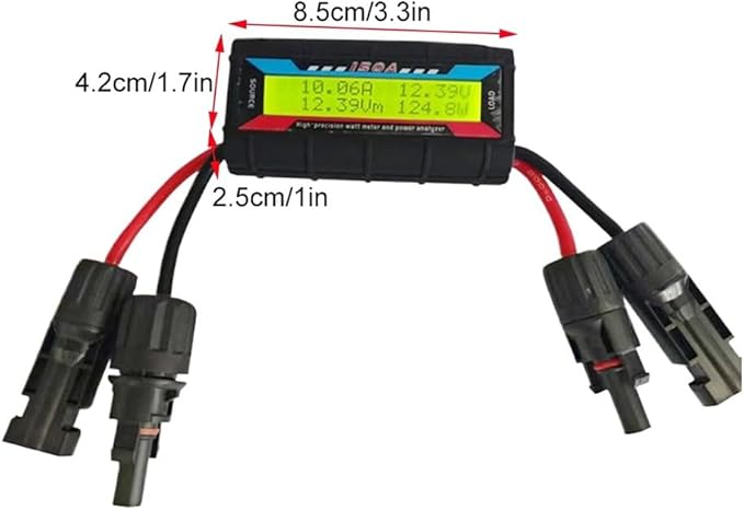 RC Watt Meter Power Analyzer Voltage Amp Meter, Digital LCD Display With Photovoltaic Connector For Solar, Wind Power, Battery Current Measurement 4.8-60V(150A)