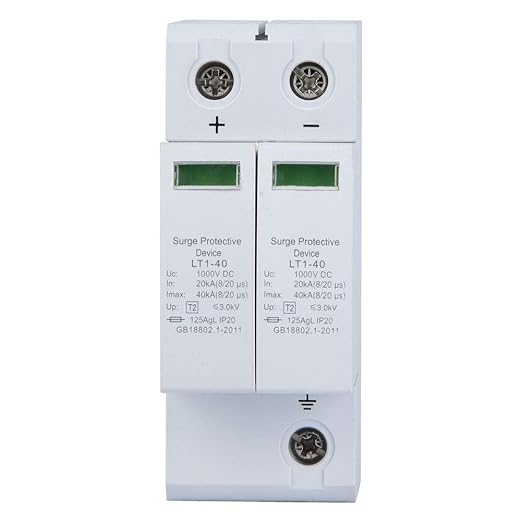 KIMISS Parafoudre SPD Type 2, 2P Protective Device DC Photovoltaic Protector Low Voltage Arrester Solar Combiner Box (2P40KA)