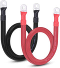 1/0 AWG Flexible Battery Cable with 5/16" Terminals - OFC Pure Copper Inverter & Welding Wire for Automotive Solar RV Motorcycle (Red + Black 2FT Pair)