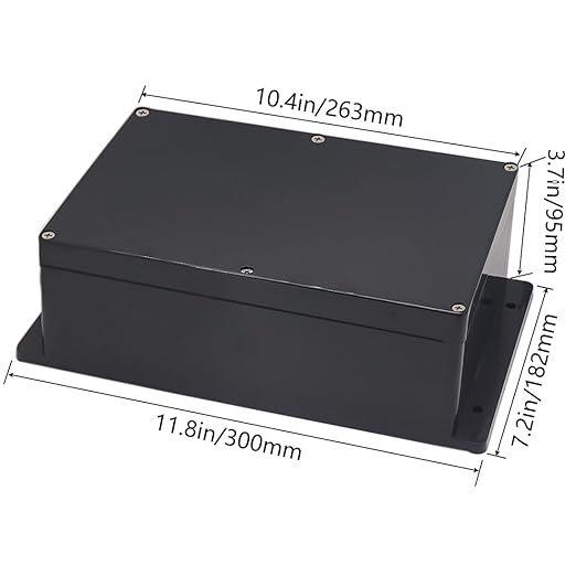Zulkit Junction Box ABS Plastic Dustproof Waterproof IP65 Universal Electrical Boxes Project Enclosure with Fixed Ear Black 10.4 x 7.2 x 3.7 Inch (263 x 182 x 95 mm) (Pack of 1)