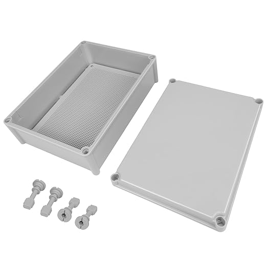 Junction Box，15"x 11"x 5.1" Outdoor Electrical Box with Mounting Plate, IP67 Dustproof Waterproof ABS Plastic Project Box, DIY Electrical Enclosure Gray (380x 280x 130 mm)