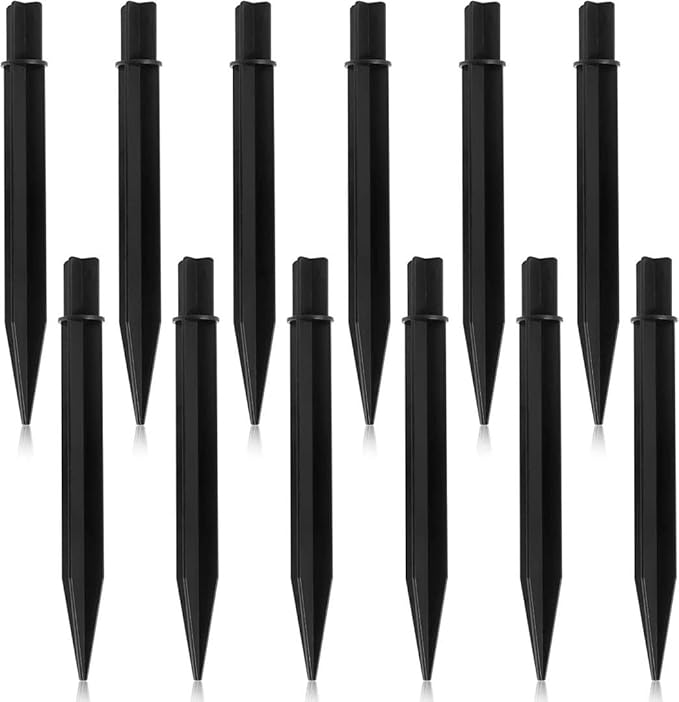 12 PCS Plastic Ground Spikes Stakes, 8.27" x 0.827" Solar Torch Lights Spikes Replacement ABS Ground Stakes for Christmas Garden Lights (8.27" x 0.827")